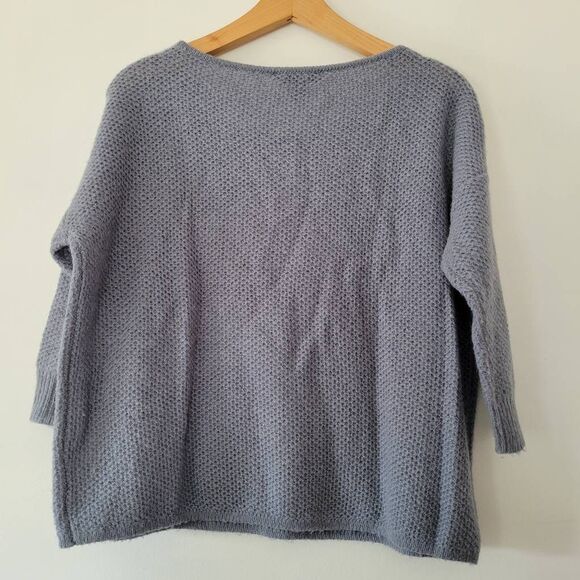 Ann Taylor Acrylic/Wool Blend Women's Blue Gray Sweater M Half Sleeve - Picture 4 of 7